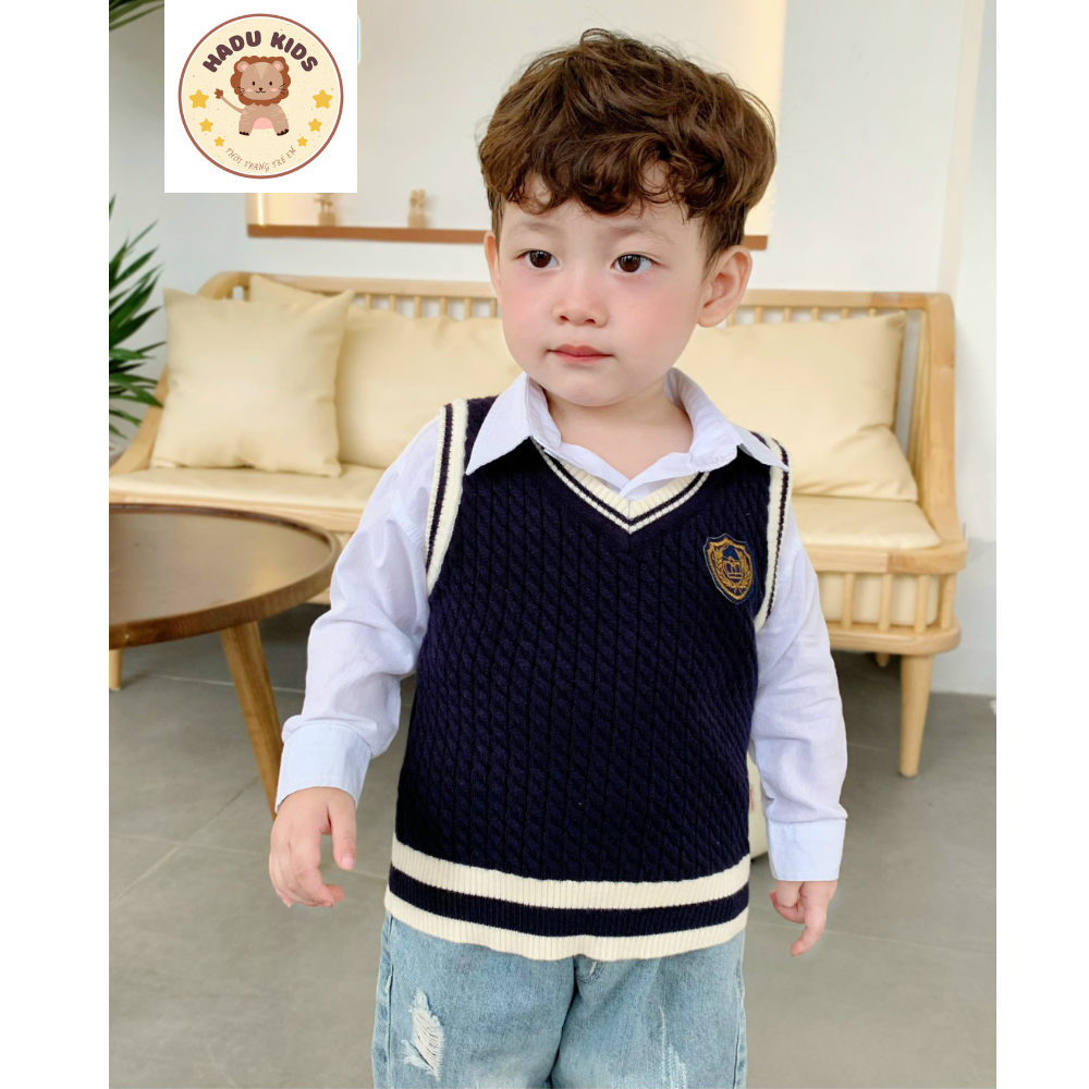 Áo gile cho bé, GILE len cho bé trai bé gái chất LEN MỀM DÀY phong cách dễ thương, lịch lãm - HADU KIDS 10-27kg
