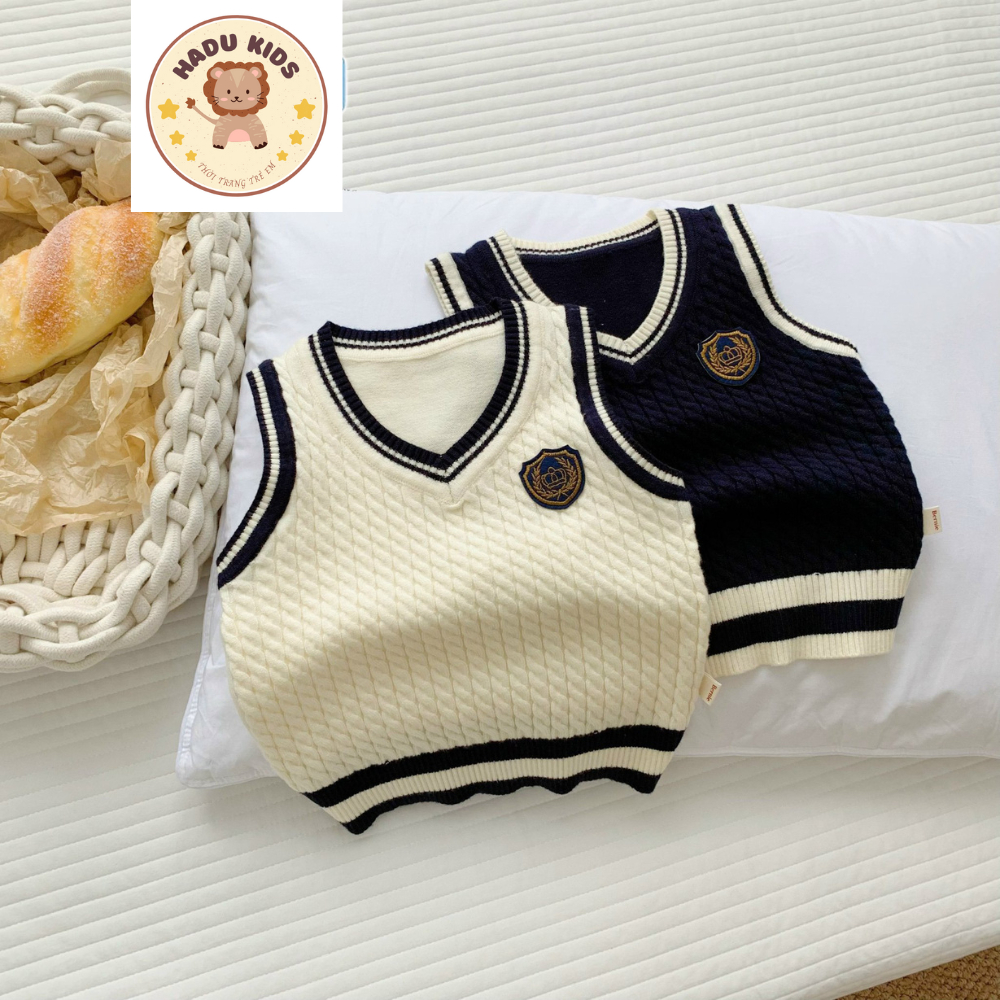 Áo gile cho bé, GILE len cho bé trai bé gái chất LEN MỀM DÀY phong cách dễ thương, lịch lãm - HADU KIDS 10-27kg