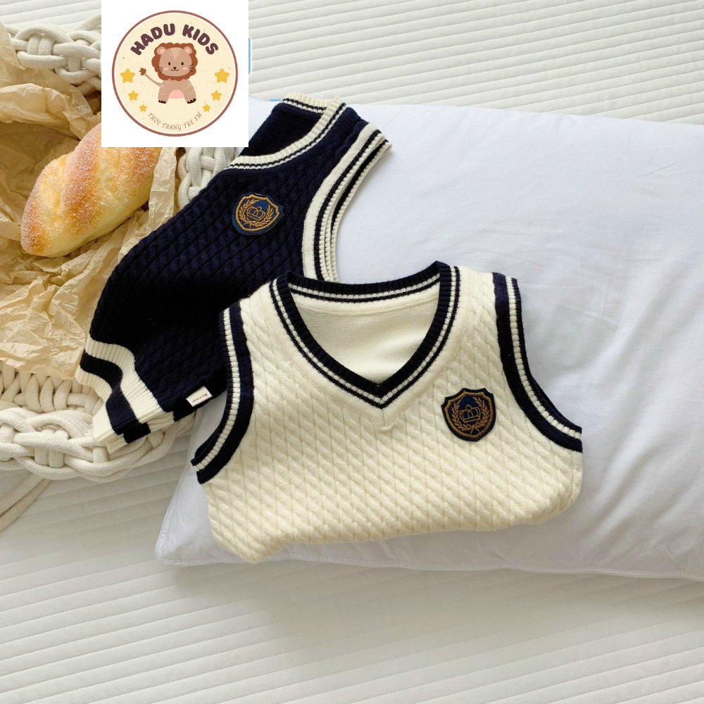 Áo gile cho bé, GILE len cho bé trai bé gái chất LEN MỀM DÀY phong cách dễ thương, lịch lãm - HADU KIDS 10-27kg