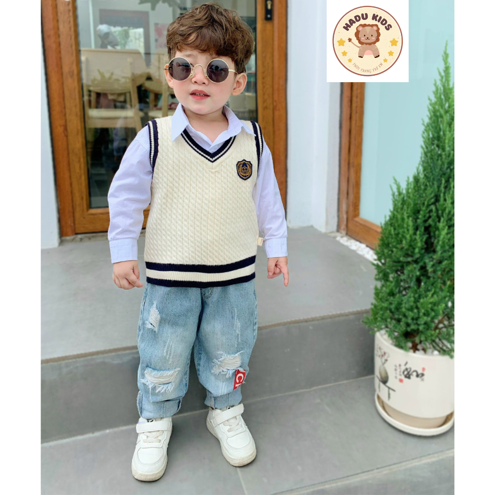 Áo gile cho bé, GILE len cho bé trai bé gái chất LEN MỀM DÀY phong cách dễ thương, lịch lãm - HADU KIDS 10-27kg