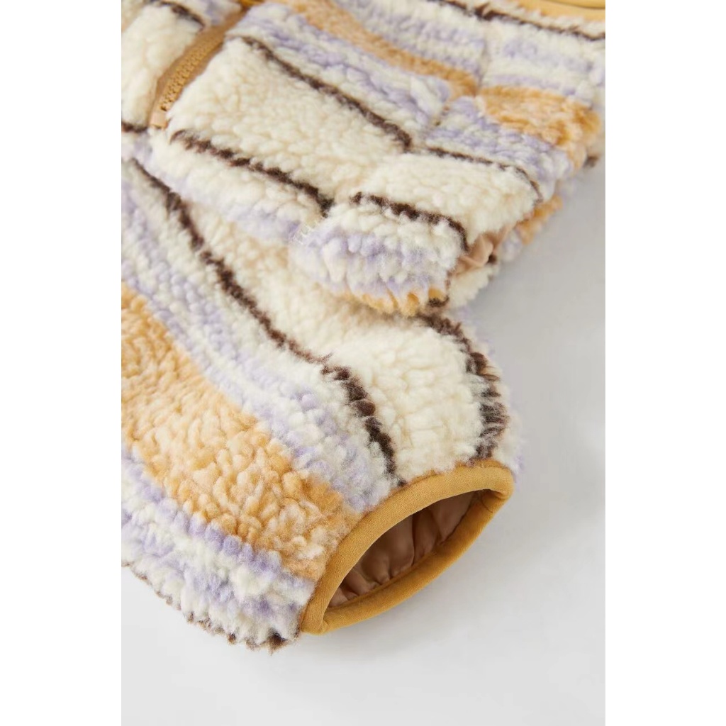 Áo khoác bé gái Bomer Kẻ Sọc nâu vàng