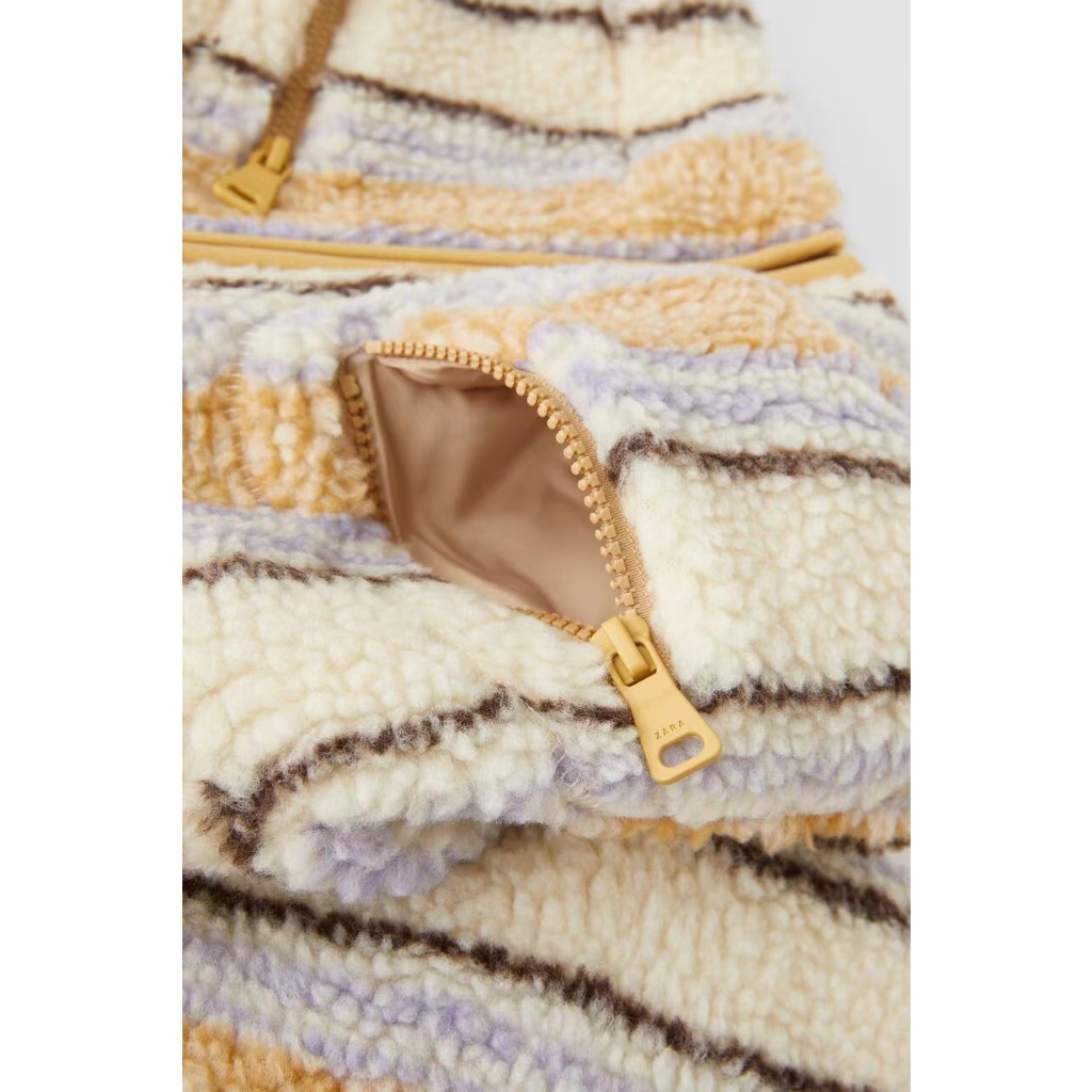 Áo khoác bé gái Bomer Kẻ Sọc nâu vàng