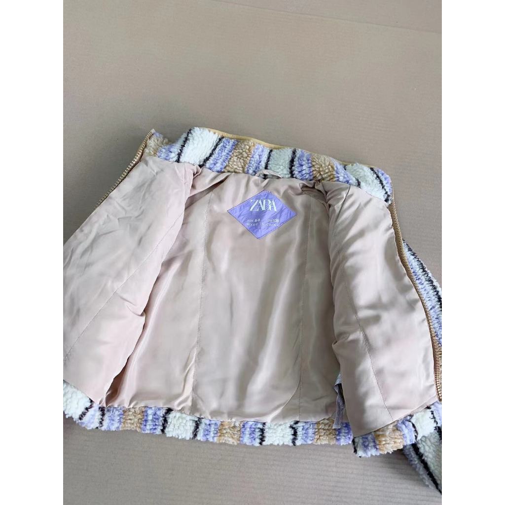 Áo khoác bé gái Bomer Kẻ Sọc nâu vàng