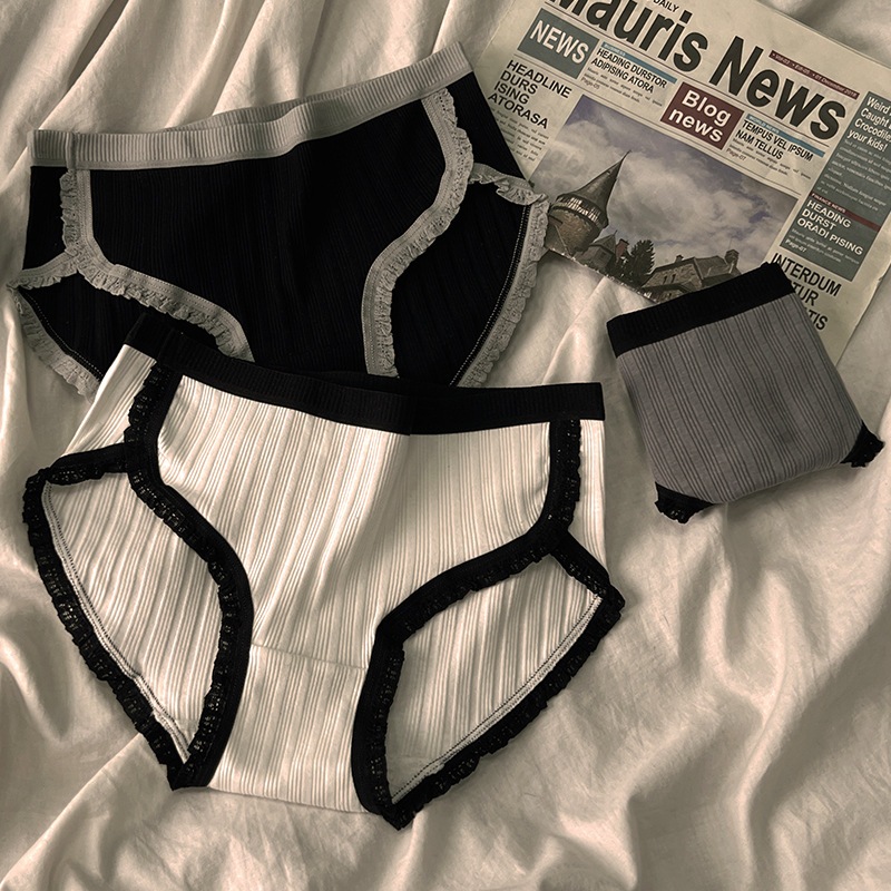 Quần Lót Nữ Cotton Đáy May Kháng Khuẩn, Quần Lót Cotton Viền Ren Cạp Vừa ZANABRA L3288