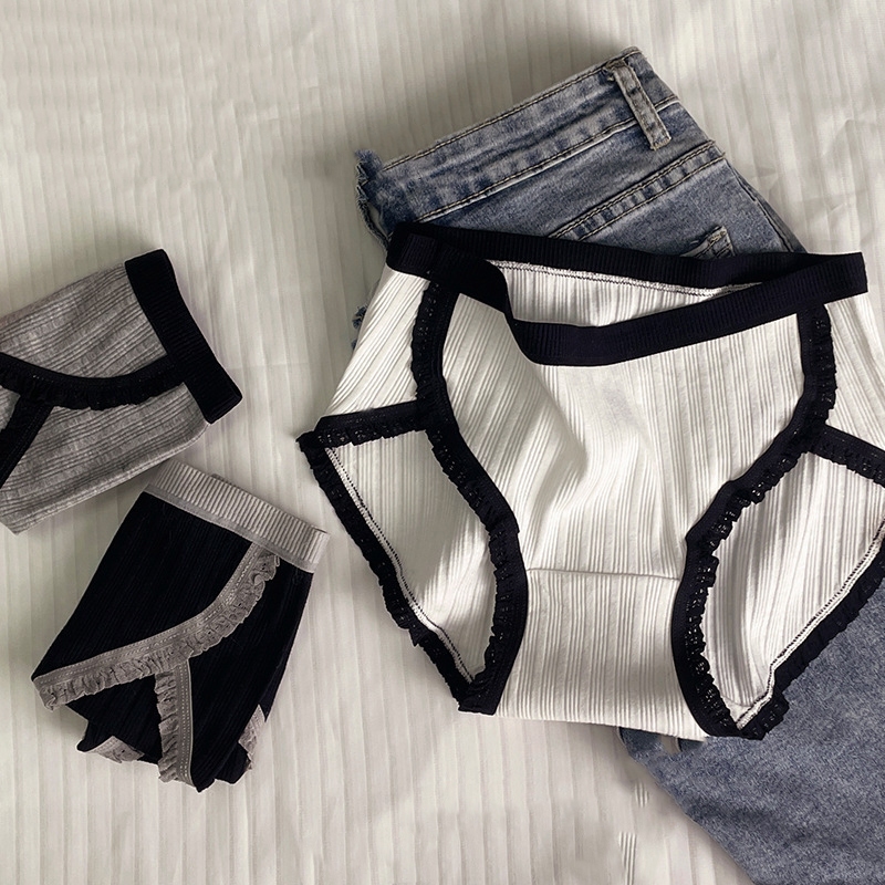 Quần Lót Nữ Cotton Đáy May Kháng Khuẩn, Quần Lót Cotton Viền Ren Cạp Vừa ZANABRA L3288