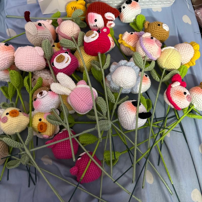 Hoa len đầu thú móc tay nhiều mẫu