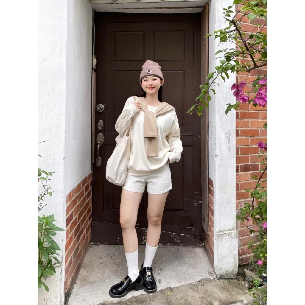 Áo sweater thủy thủ tặng kèm khăn rời, áo nỉ tăm trơn dài tay form rộng basic nhiều màu - TIva Shop A62