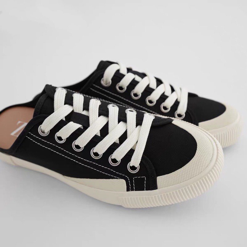 Giày Sục Nữ Zara Đế Độn 2 Màu Đen Kem Siêu Hot
