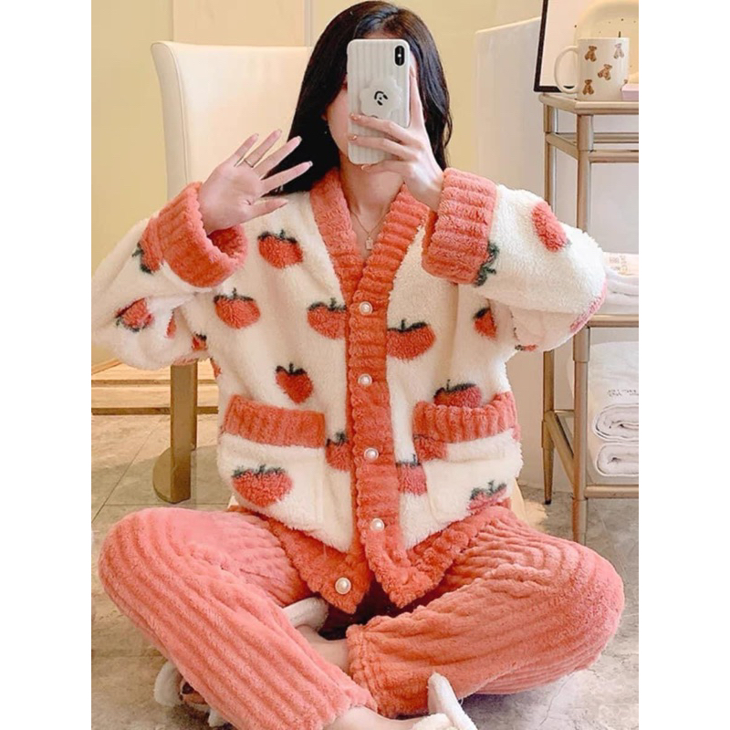 BỘ NGỦ BÔNG HOẠ TIẾT ĐÀO CAM , VỊT QC