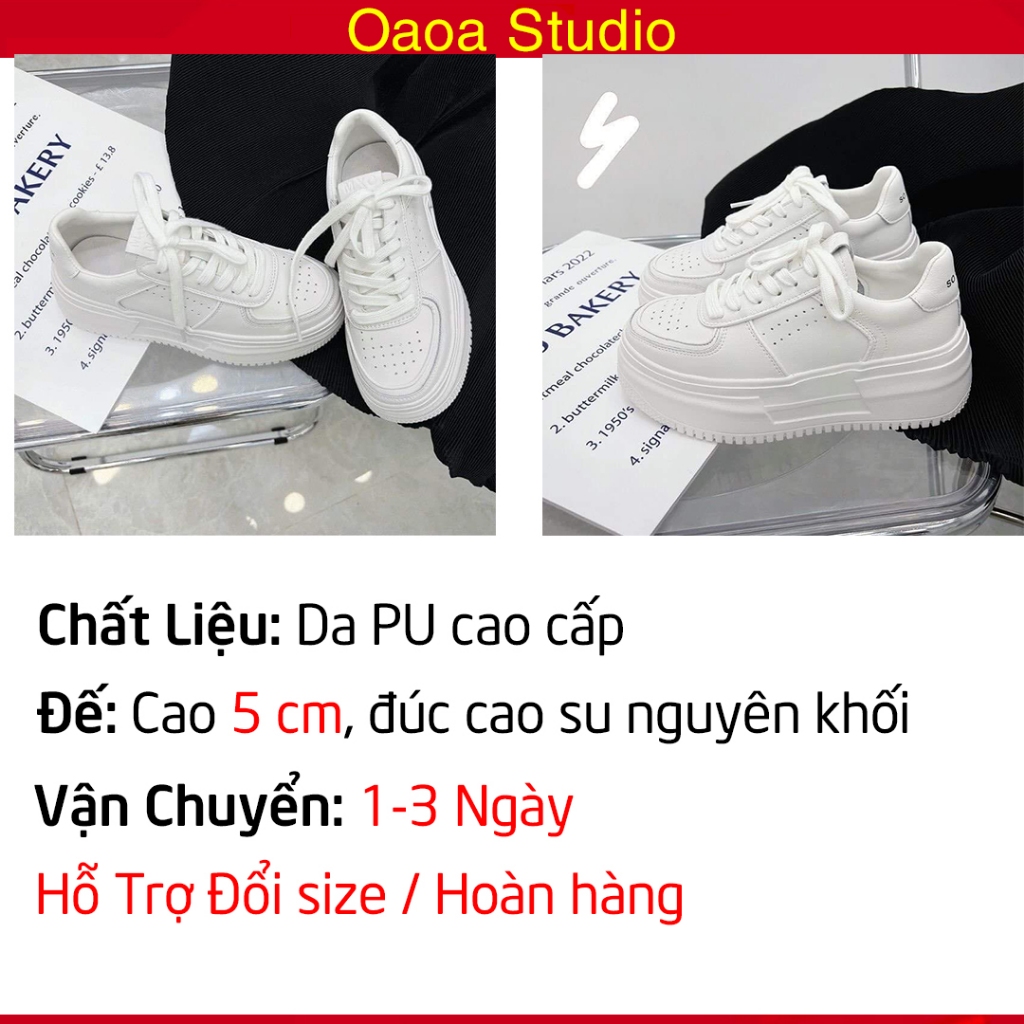 GiàyThể Thao Nữ Độn Đế 5cm mũi tròn dày dặn cao cấp phong cách Hàn Quốc TeeBao
