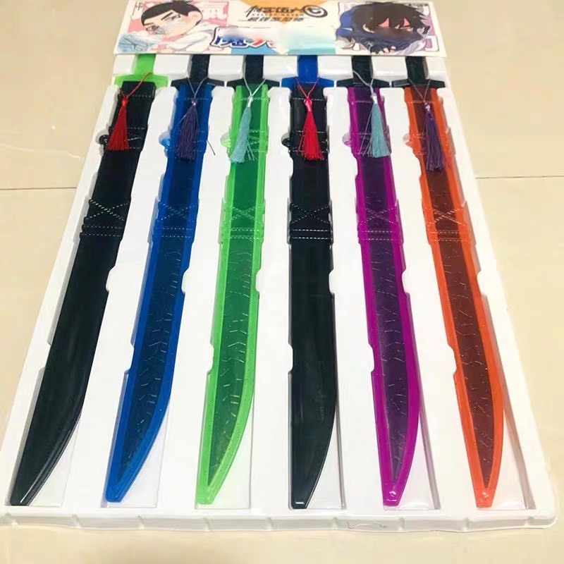 vỷ 6 cây kiếm nhựa lớn vỏ kiếm trong (376-18)