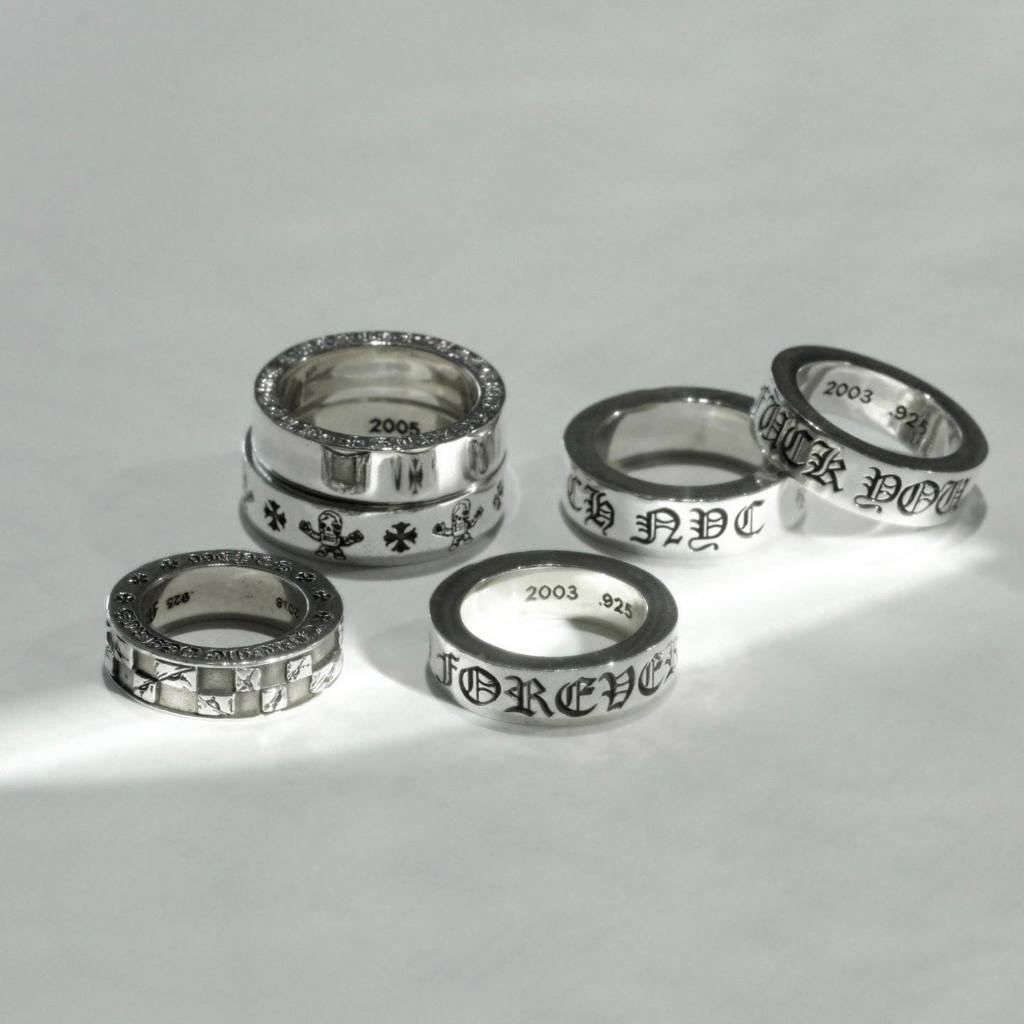  Nhẫn Chrome Heart Collection 3 Titan Không Gỉ Mạ bạc Thái S925 mạ vàng 24k 