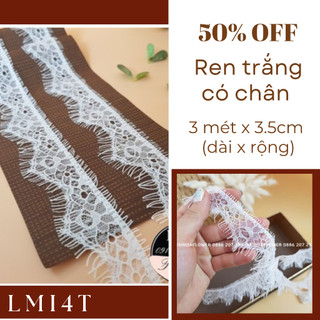 3 mét x 3.5cm (dài x rộng) Cuộn ren thêu hoa lưới trắng ren viền may đồ và trang trí decor LMI4T Maihoaflower