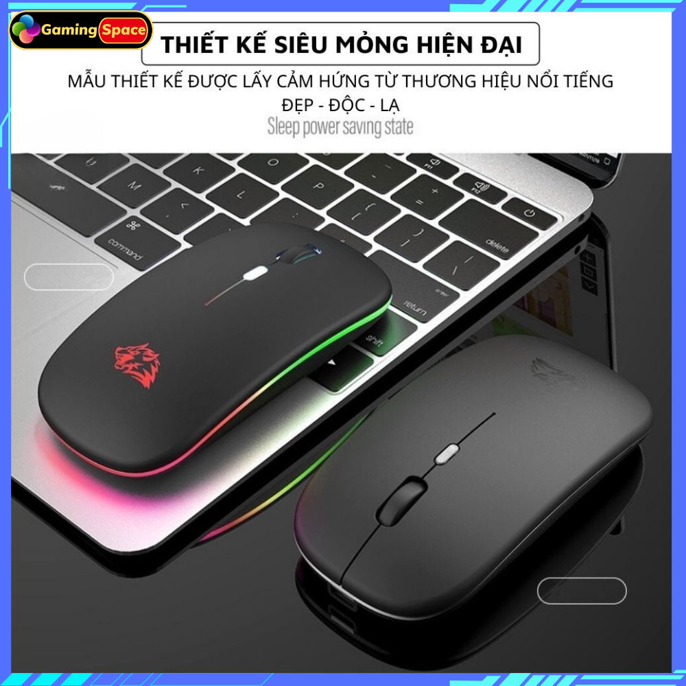Chuột Không Dây Bluetooth X15 Pin sạc siêu mỏng Led RGB , chơi game và làm văn phòng