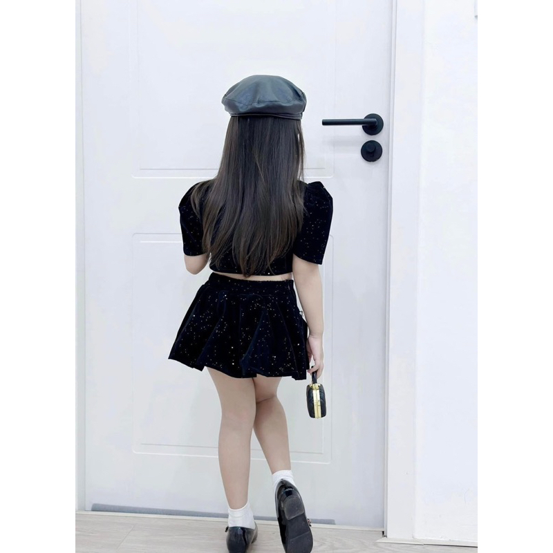 10-22kg  set 2ct áo nhung nhũ mix chân váy xoè cho bé gái