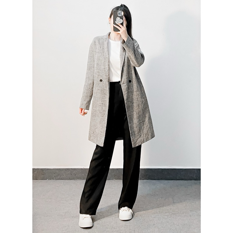 Blazer 2 nút dáng lỡ