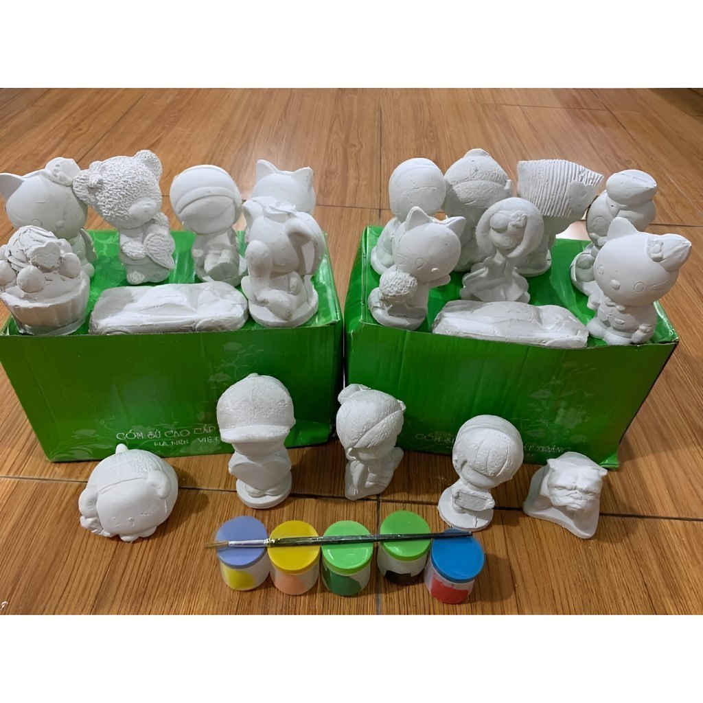 Bộ Tô Tượng Thạch Cao 10 Hình Kèm Màu Và Bút Vẽ ,Đồ Chơi Cho Bé