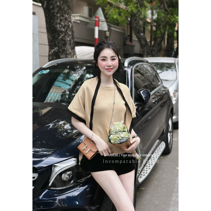 Áo cộc tay cha.nell kèm khăn