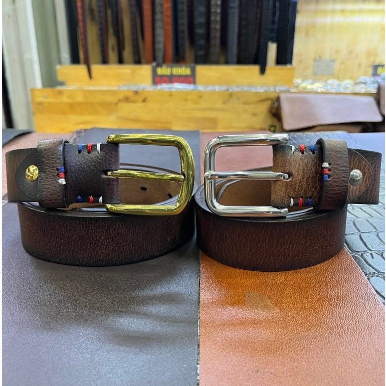 Thắt lưng da bò sáp ý cao cấp, bản 3.5cm mặt xỏ lỗ bằng đồng, inox siêu bền bỉ. Chiều dài 125cm phù hợp với người 45-100