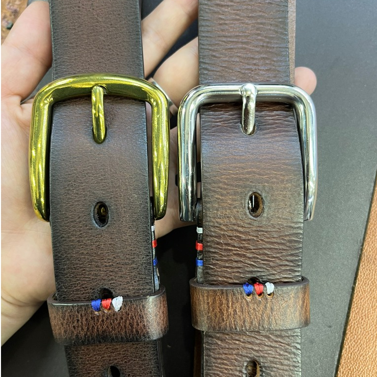 Thắt lưng da bò sáp ý cao cấp, bản 3.5cm mặt xỏ lỗ bằng đồng, inox siêu bền bỉ. Chiều dài 125cm phù hợp với người 45-100