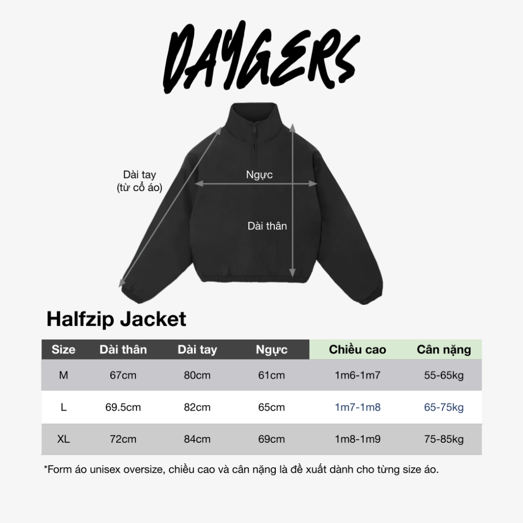 Halfzip Jacket Daygers - Áo khoác gió nam nữ unisex, vải dù form đẹp - Local brand chính hãng