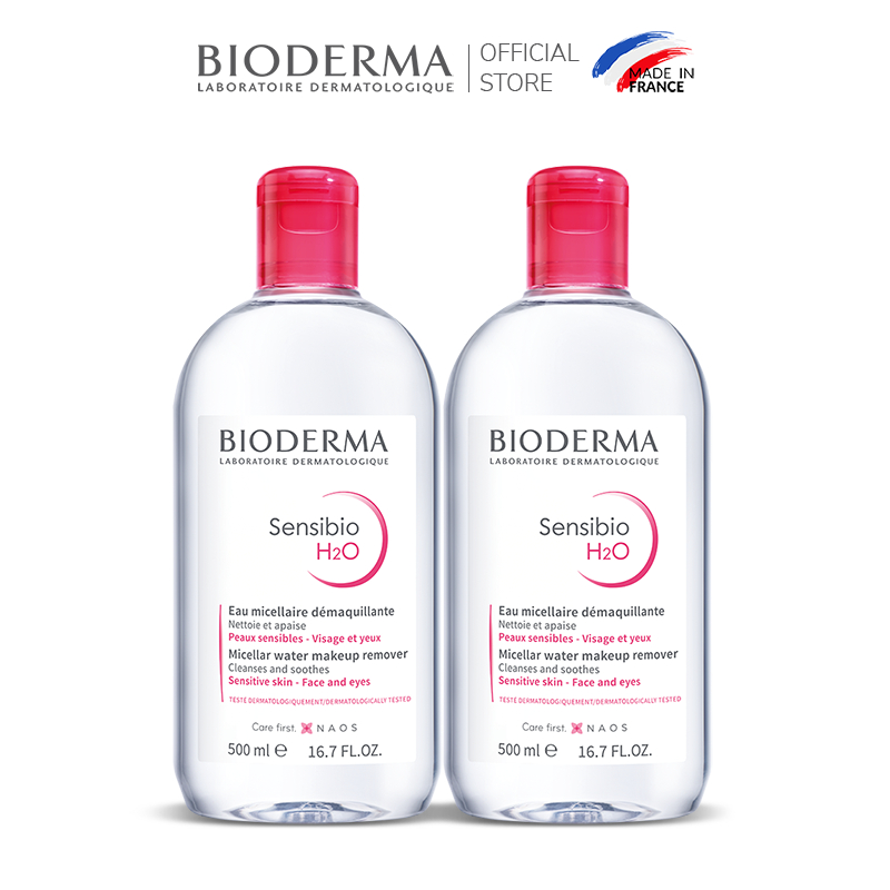 Bộ đôi nước tẩy trang Micellar cho da nhạy cảm Bioderma Sensibio H2O - 500mlx2