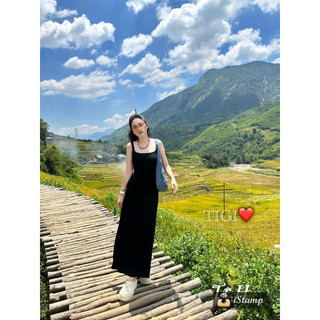 VÁY HAI DÂY MIDI DÁNG XOÈ DÀI BASIC QCCC