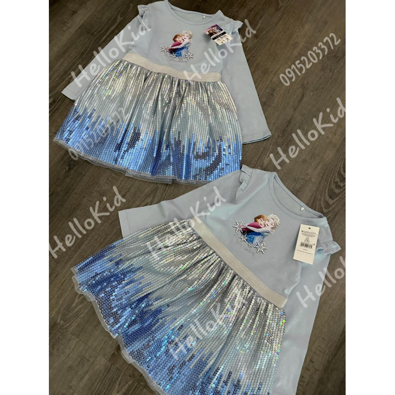 Váy elsa xanh sequin GG UK bé gái