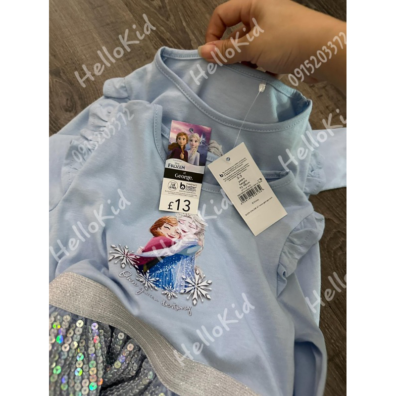 Váy elsa xanh sequin GG UK bé gái