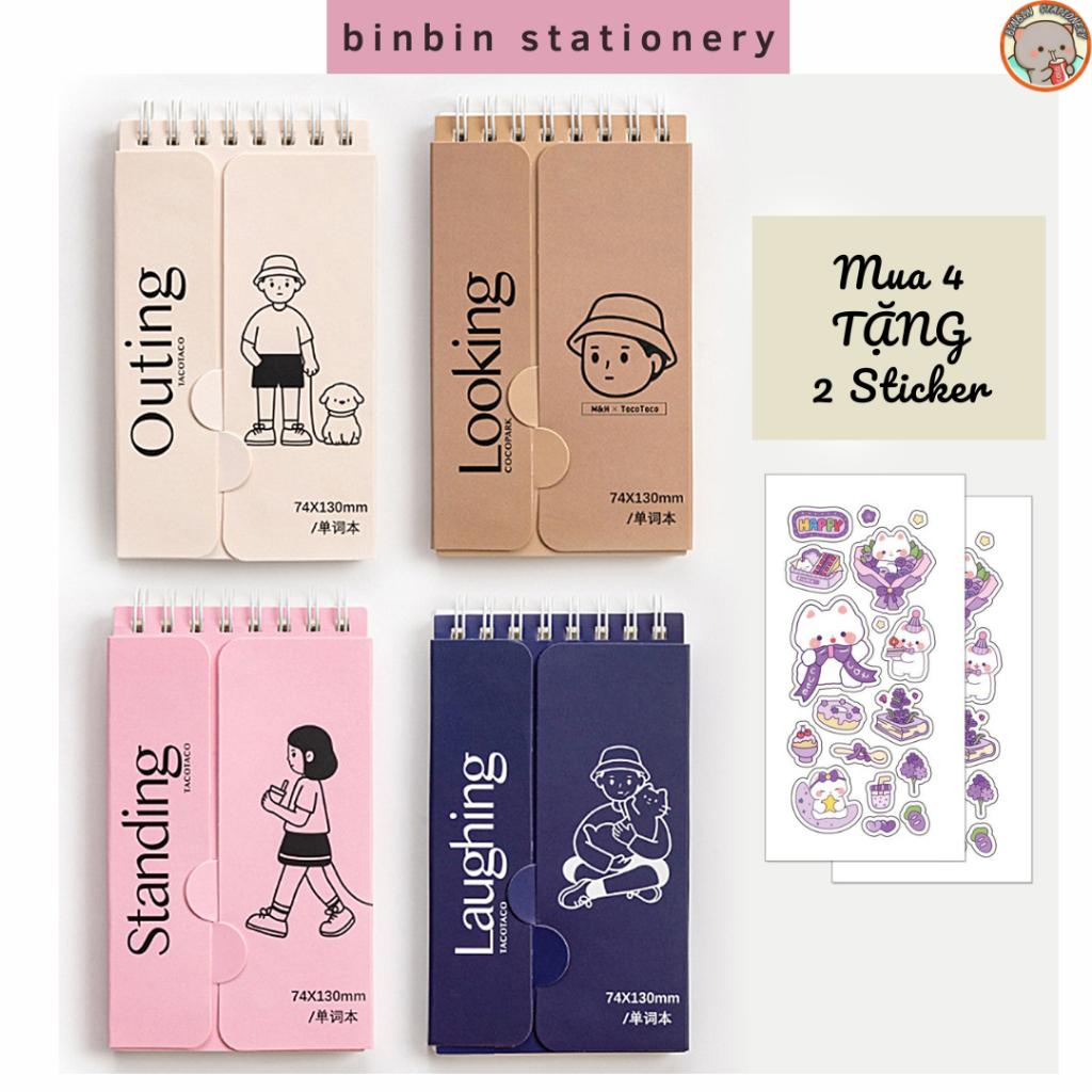 Sổ tay ghi chú Taco 2 mặt tiện dụng 171 trang ghi chú từ vựng, đầu việc STTC