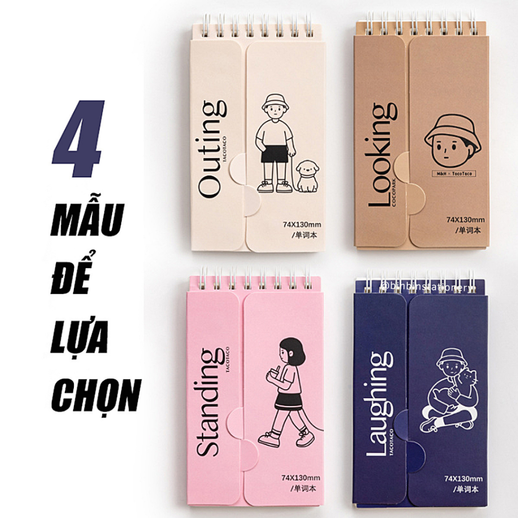 Sổ tay ghi chú Taco 2 mặt tiện dụng 171 trang ghi chú từ vựng, đầu việc STTC