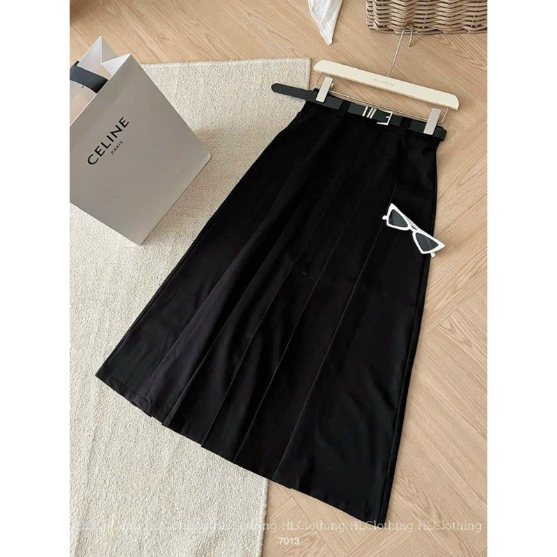 CHÂN VÁY VẢI XẾP LY DÁNG DÀI KÈM ĐAI CHẤT ĐẸP MS19992