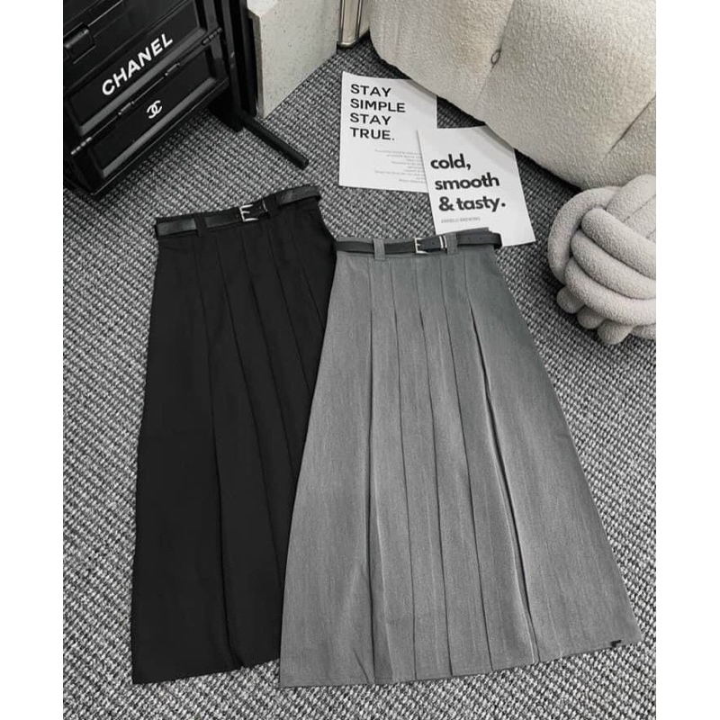 CHÂN VÁY VẢI XẾP LY DÁNG DÀI KÈM ĐAI CHẤT ĐẸP MS19992