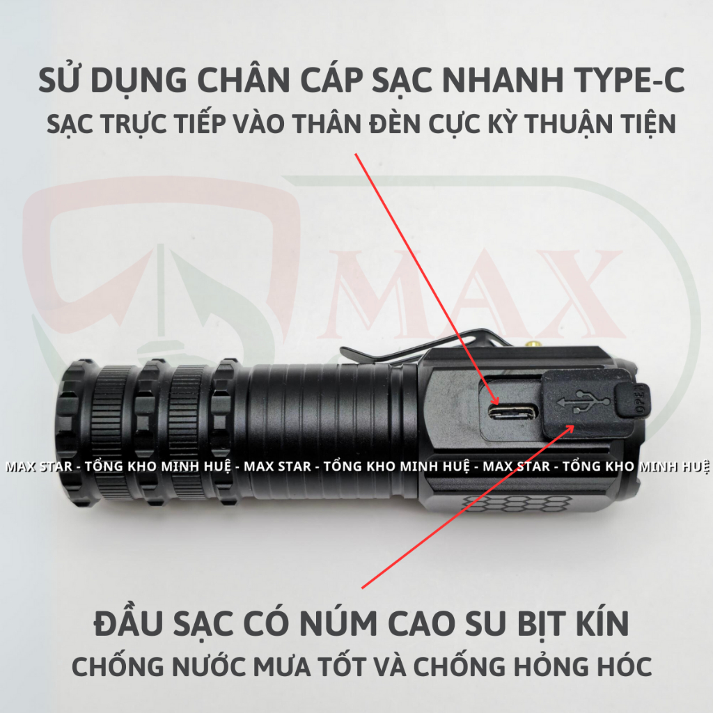 Đèn pin cầm tay mini siêu nhỏ siêu sáng tỏa X-BALOG 650X vỏ nhôm chống nước IPX7 độ sáng tối đa 2000 lumen Đèn cầm tay