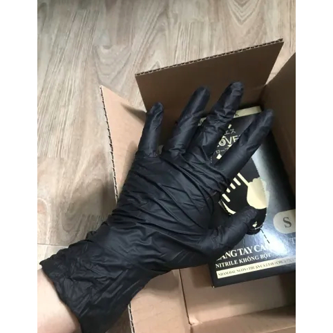 Găng tay cao su y tế màu đen nitrile không bột Sgloves hộp 100 chiếc