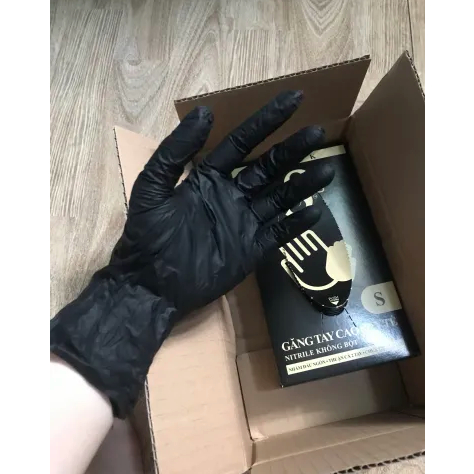 Găng tay cao su y tế màu đen nitrile không bột Sgloves hộp 100 chiếc