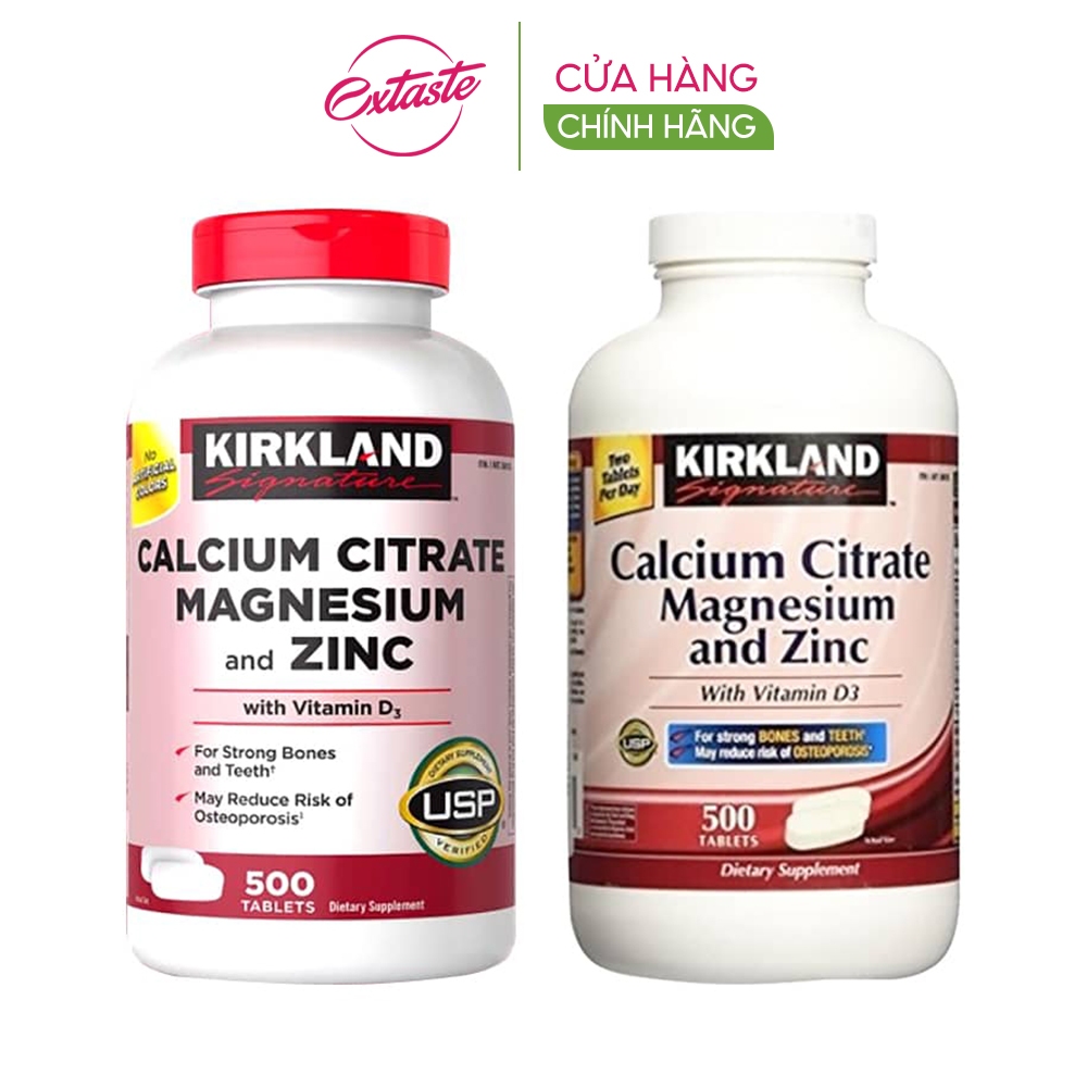 Viên uống chắc xương Kirkland Signature Calcium Citrate Magnesium And Zinc 500mg hộp 500 viên Extate Official Mall