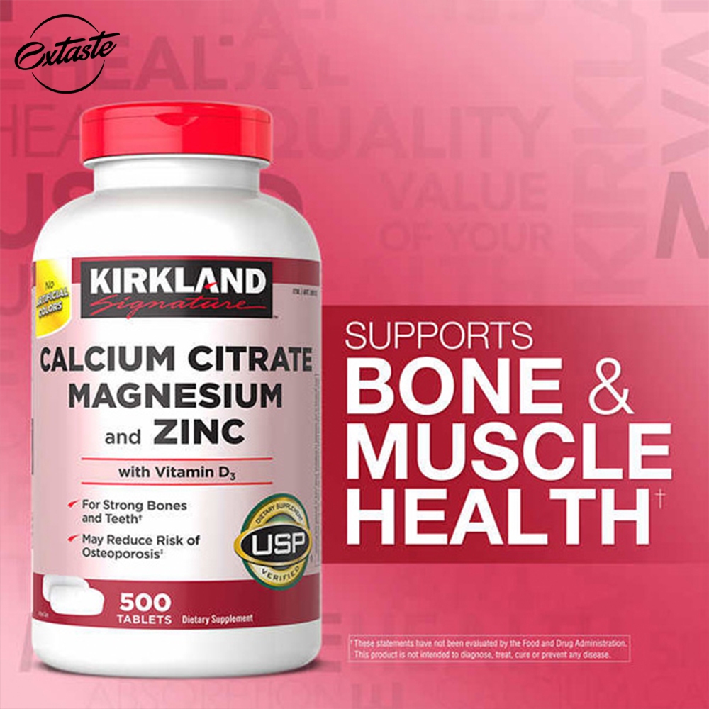 Viên uống chắc xương Kirkland Signature Calcium Citrate Magnesium And Zinc 500mg hộp 500 viên Extate Official Mall