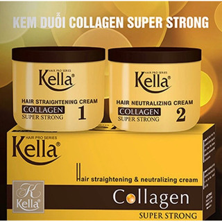 Kem duỗi tóc kella collagen super strong màu vàng-sản phẩm chính hãng