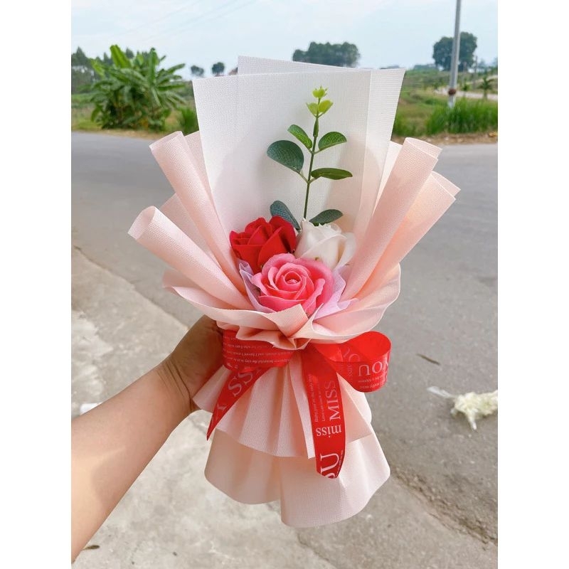 Bó hoa hồng sáp 3 bông