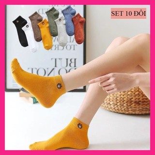 Set 10 đôi tất gấu cổ ngắn kèm túi gấu