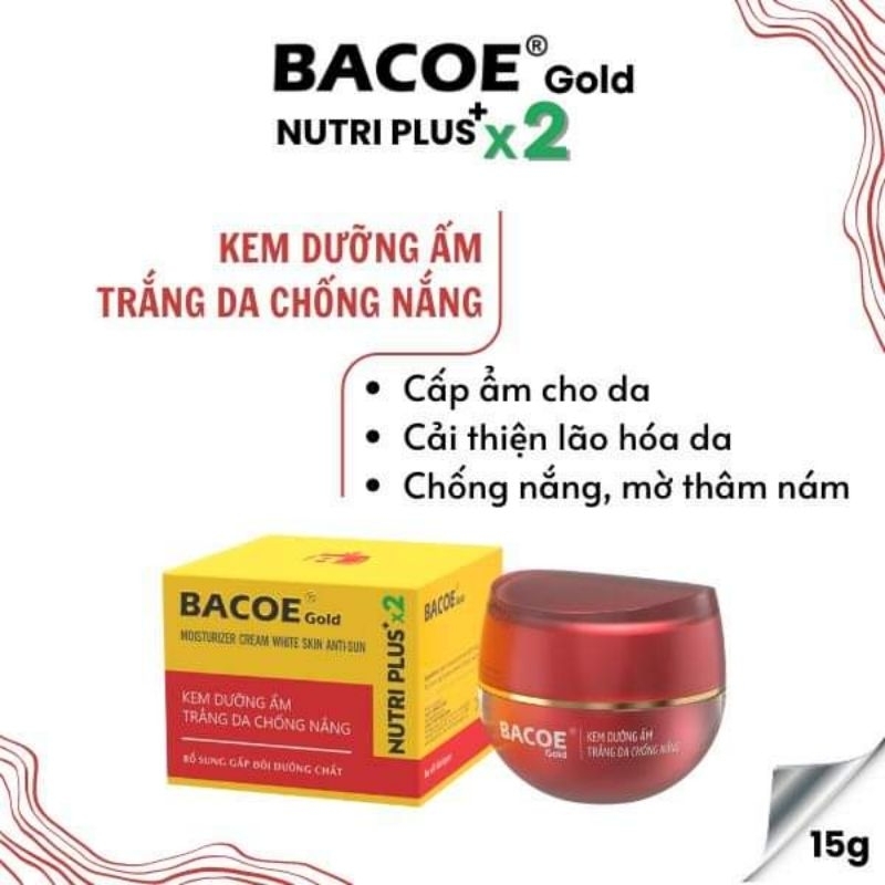 Kem bacoe gold dưỡng trắng da chống nắng 15g