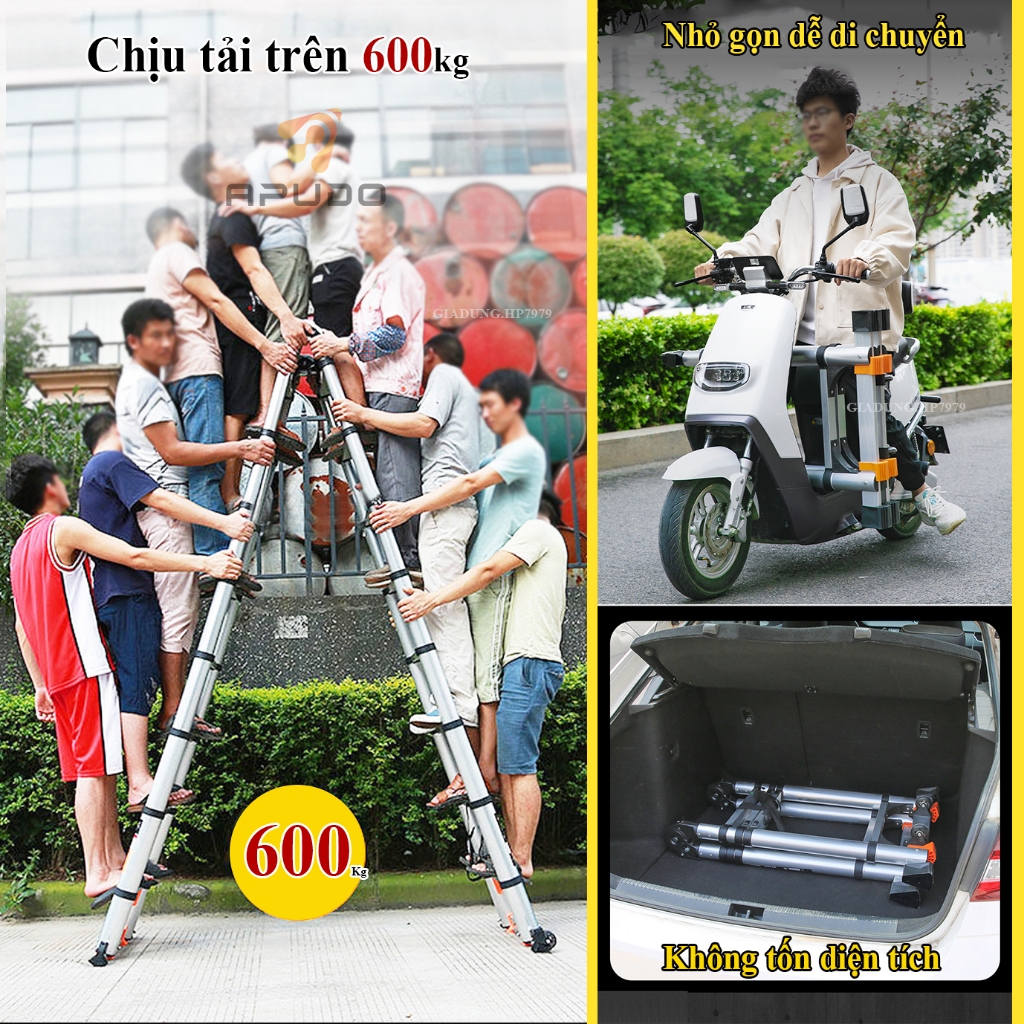 Thang Rút Nhôm Inox Chữ A Chữ I Nhập Khẩu Thang Rút Đôi Đơn Chất Liệu Nhôm Inox Cao 3.2M 3.8M 4.1M 4.4M 5.0M 5.4M Apudo