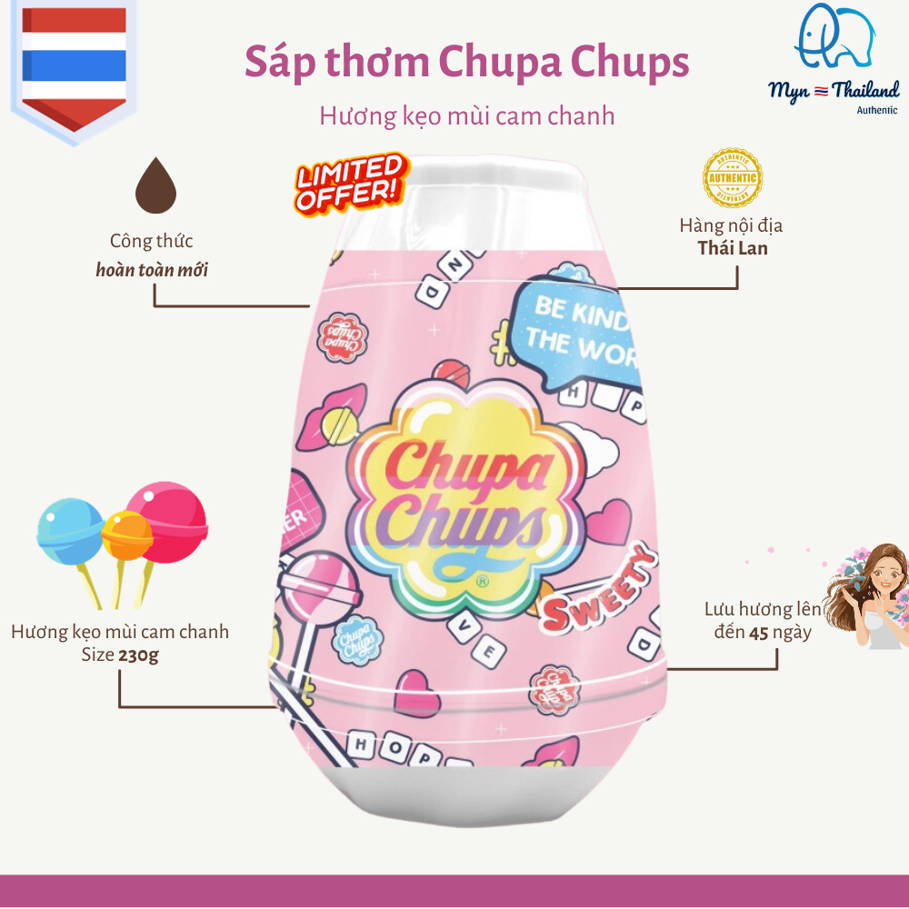 Sáp thơm phòng Chupa Chups Thái Lan mùi hương hoàn toàn tự nhiên, an toàn size 230g sử dụng lên đến 45 ngày