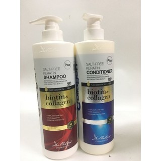 [Hàng Chính Hãng]Cặp Dầu Gội Xả Biotin Collagen plus salt free keratin Giảm Rụng Tóc,Phục Hồi Tóc , Hư Tổn  8500mlx2