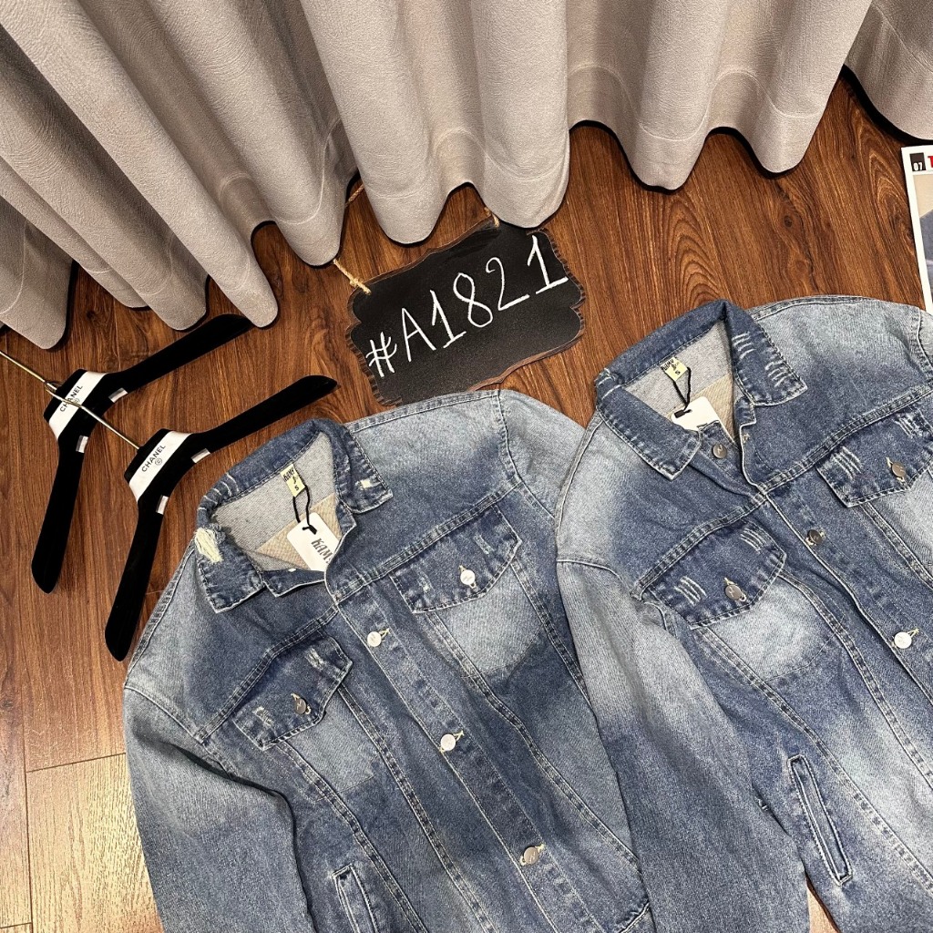 Áo Khoác jean Nữ,Áo Khoác Bò Form Rộng Rách Cá Tính Hàng QC Cao Cấp