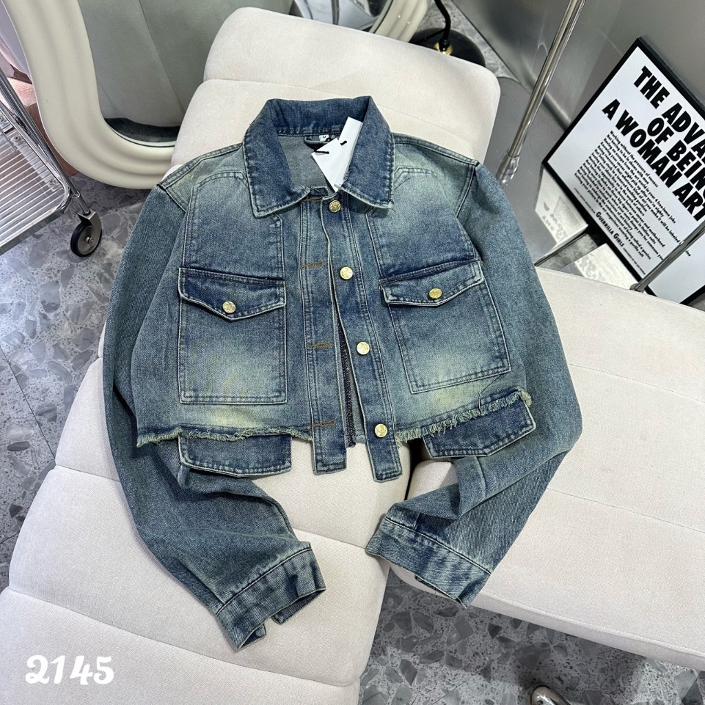 Áo Croptop Tay Dài,Áo Khoác jean Croptop Hàng QC Cao Cấp Màu Siêu Xinh