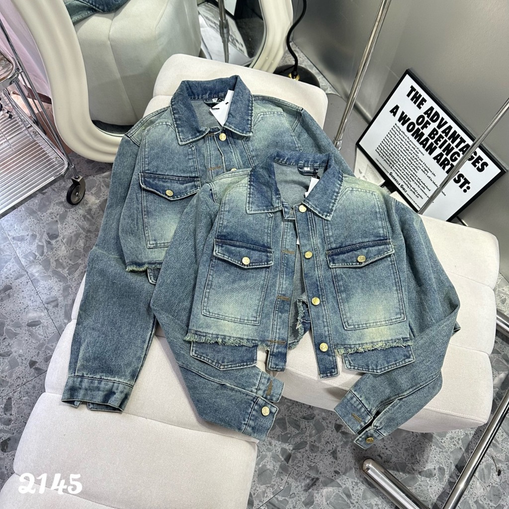 Áo Croptop Tay Dài,Áo Khoác jean Croptop Hàng QC Cao Cấp Màu Siêu Xinh