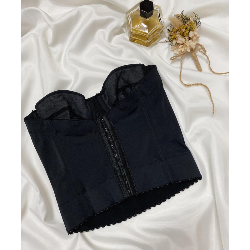Áo corset croptop đen trơn thun 2hand