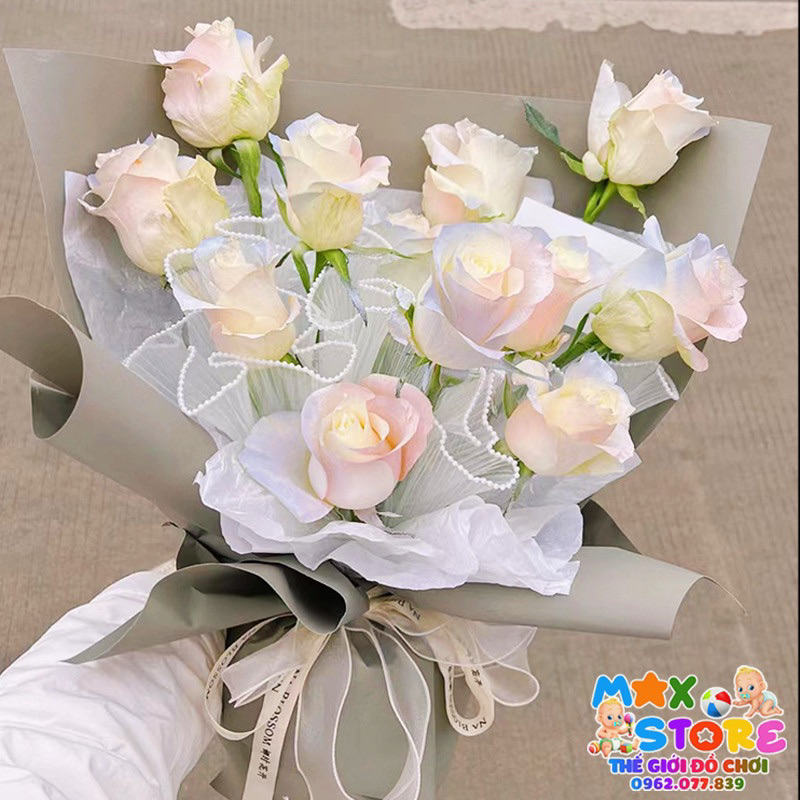 Giấy gói hoa-cuộn VOAN NGỌC,voan sóng viền ngọc trang trí bó hoa